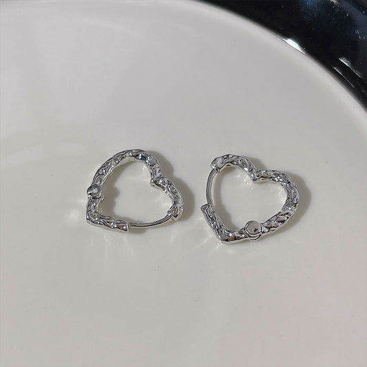 A廠 日韓款 肌理感時尚愛心銀針耳環 批發 折扣@洽客服 25.11.W2「C-994」