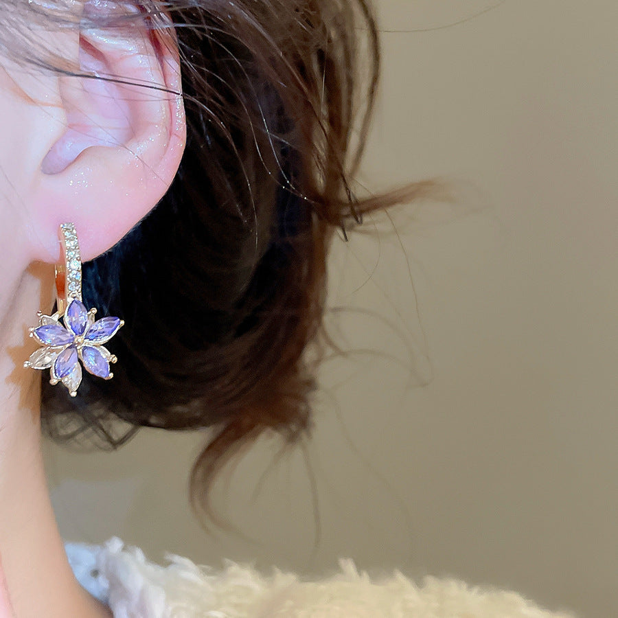 A2廠 韓國韓版鑲鑽花朵銀針耳環 批發 折扣@洽客服 25.12.W4「HE29791」