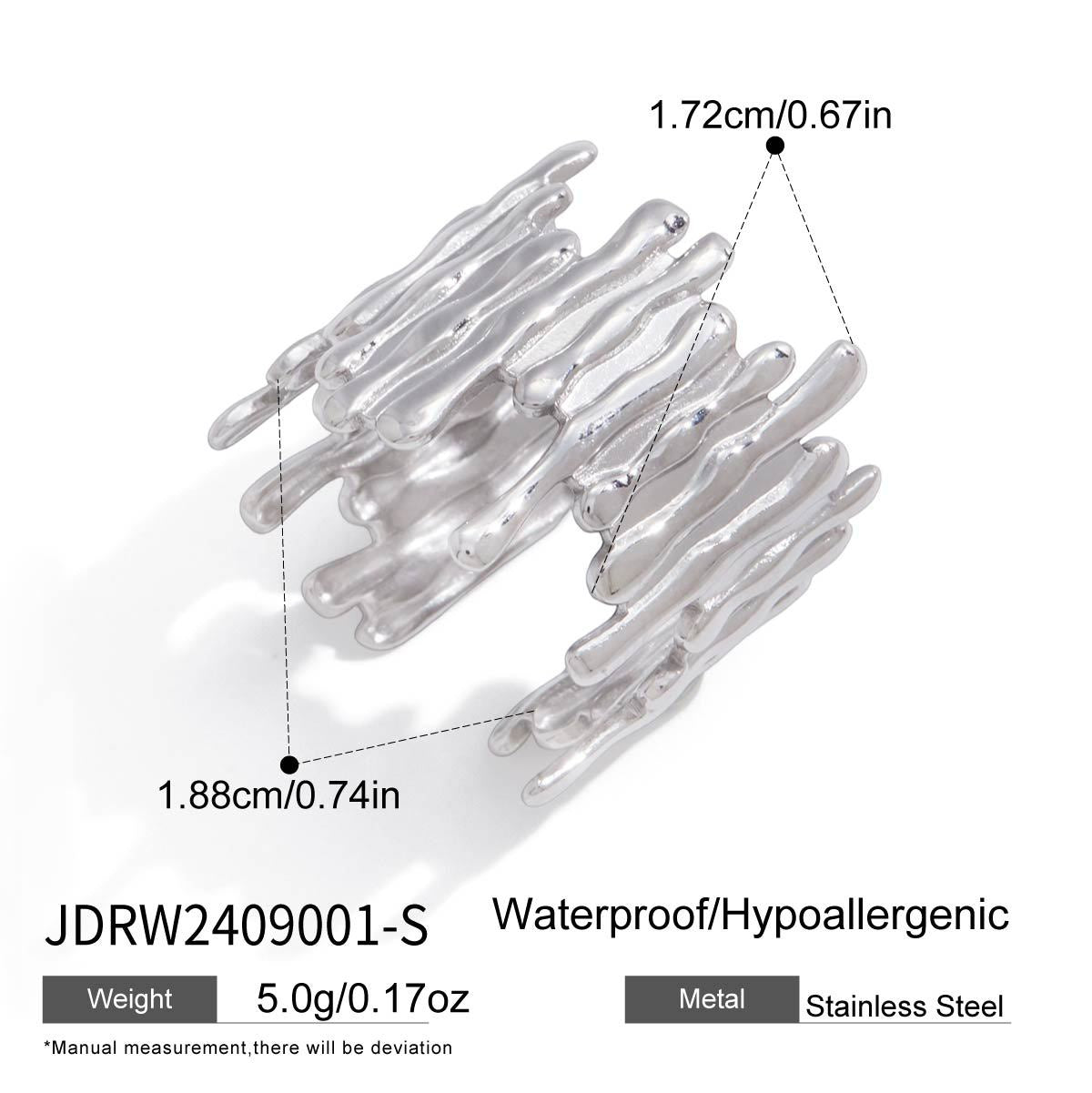 B廠 歐美款鋼色幾何線開口鈦鋼鍍18K金戒指批發 折扣@洽客服 26.03.W2「JDRW2409001-S,JDRW2409001」