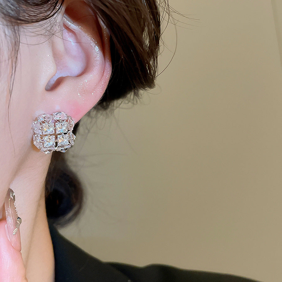 A2廠 韓國韓版鑲鋯石方形吊墜電鍍14K真金銀針耳環 批發 折扣@洽客服 25.11.W3「WE4816」