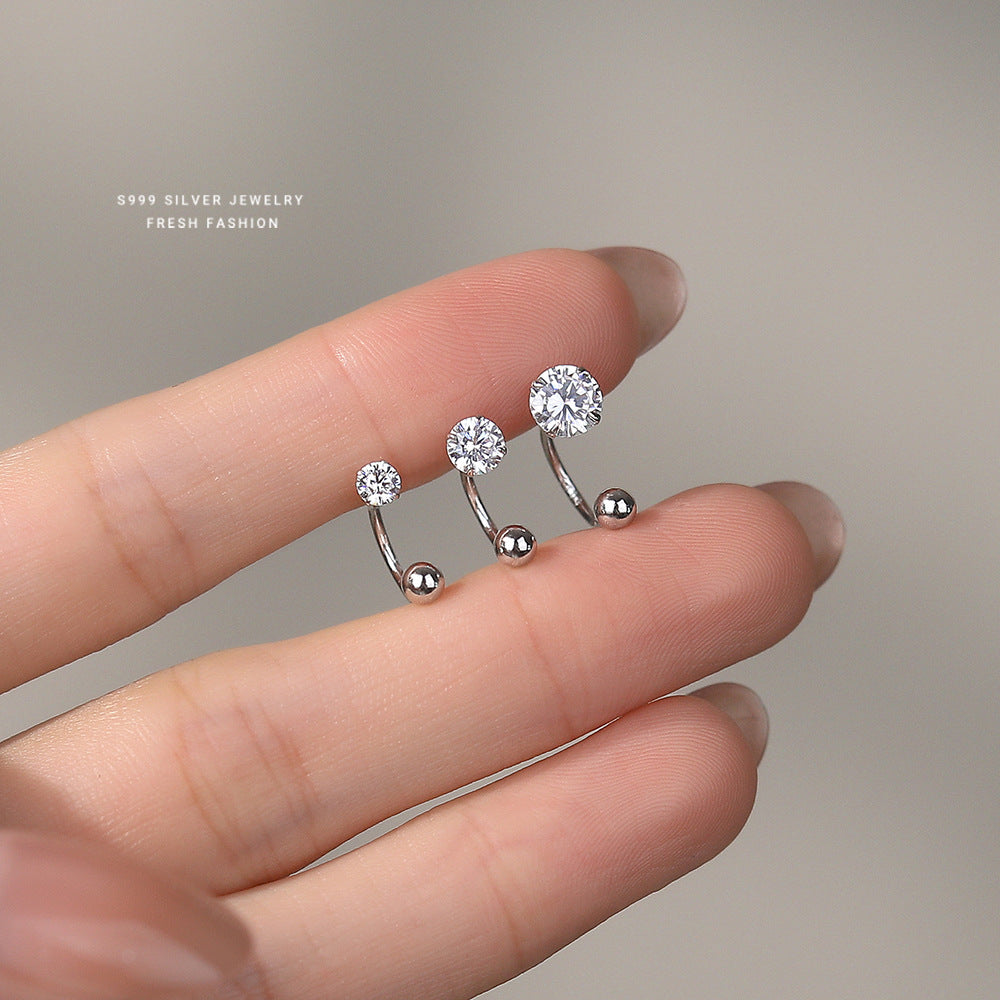 C廠 韓國韓版超閃四爪鋯石s999純銀耳環批發 折扣@洽客服 26.03.W3「E4550」