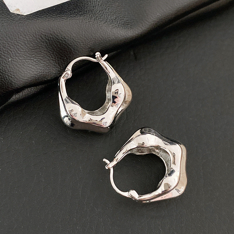 A2廠 韓國韓版金屬感光面幾何鏤空銀針耳環 批發 折扣@洽客服 25.10.W5「HE28843」