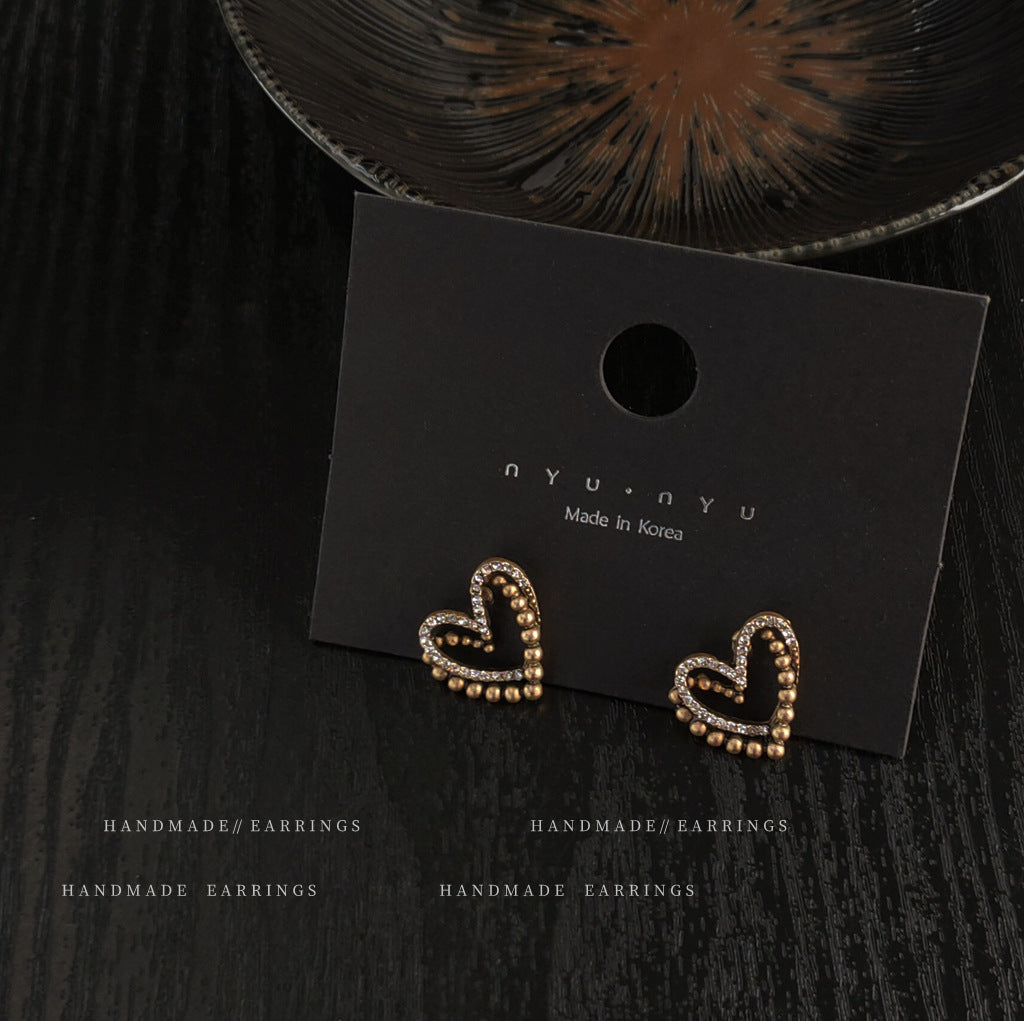 A廠 韓系款 鑲鑽愛心氣質銀針耳環 批發 折扣@洽客服 26.03.W1「A-509」
