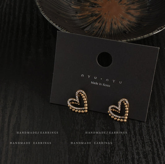 A廠 韓系款 鑲鑽愛心氣質銀針耳環 批發 折扣@洽客服 26.03.W1「A-509」