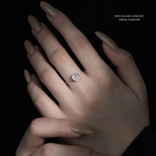 C廠 韓國韓版隱形魚線冰花切S925純銀戒指「K2449」