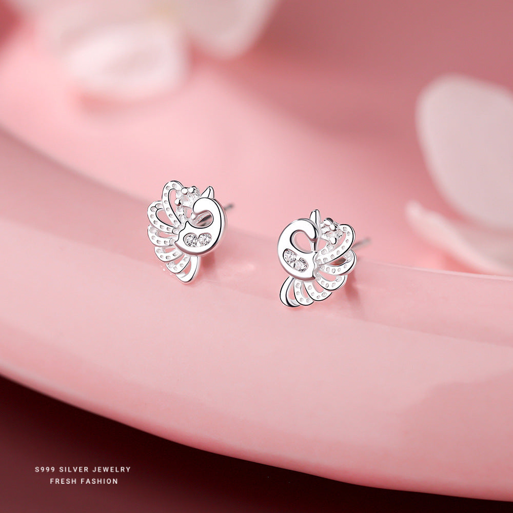 C廠 韓國韓版精緻鏤空孔雀S999純銀耳環 批發 折扣@洽客服 24.11.W2「E5771」