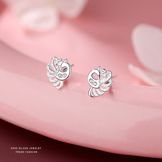 C廠 韓國韓版精緻鏤空孔雀S999純銀耳環 批發 折扣@洽客服 24.11.W2「E5771」