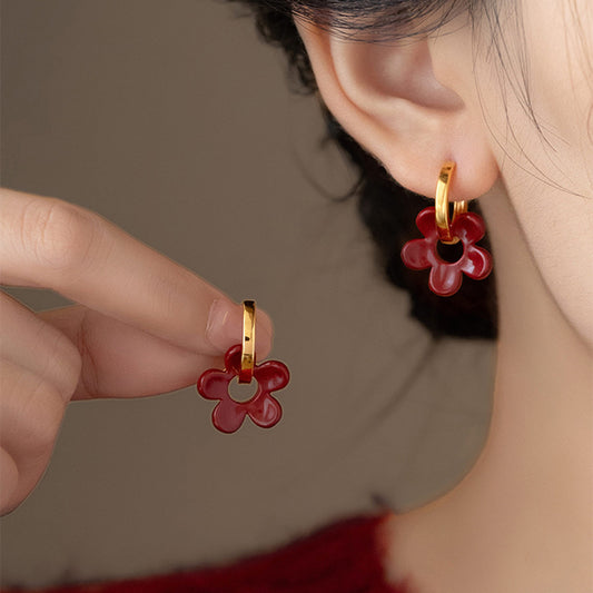 A2廠 韓國韓版噴漆花朵吊墜銀針耳環 批發 折扣@洽客服 25.11.W1「WE4988」