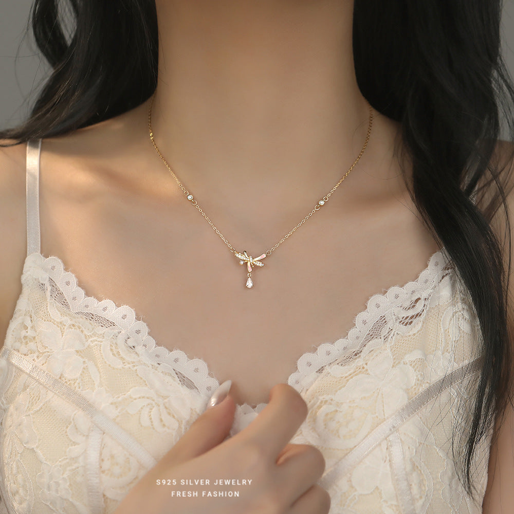 C廠 韓國韓版夜光膠蝴蝶結S925純銀項鍊 批發 折扣@洽客服 25.10.W5「A4475」