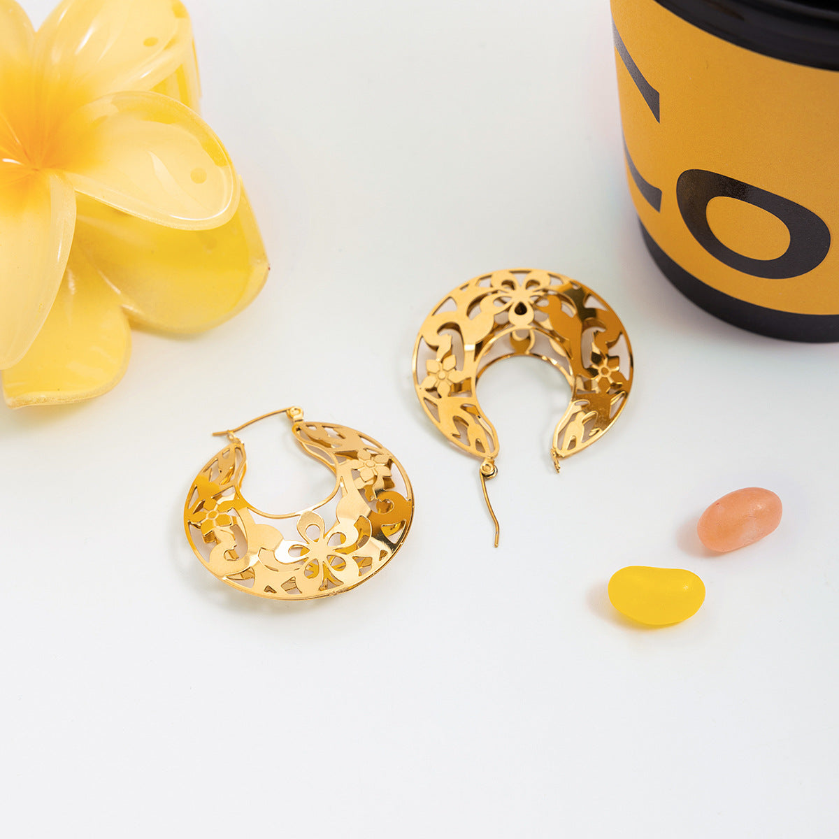 B廠 歐美款 GIANNA 鈦鋼鍍18K金耳環 批發 折扣@洽客服 25.11.W2 「JDE0207029」