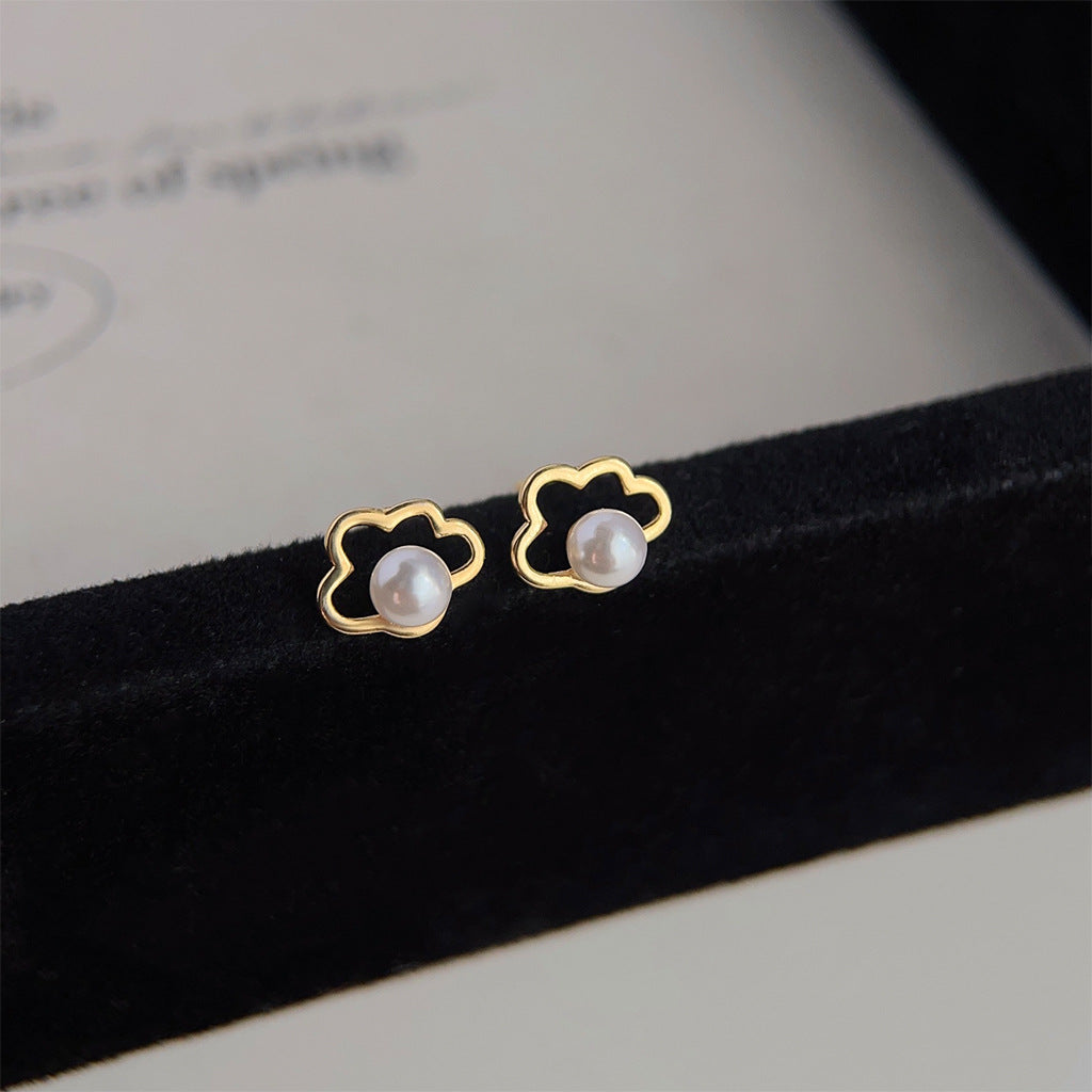 A廠 日韓款鏤空雲朵珍珠銀針耳環 批發 折扣@洽客服 25.11.W4「3770」