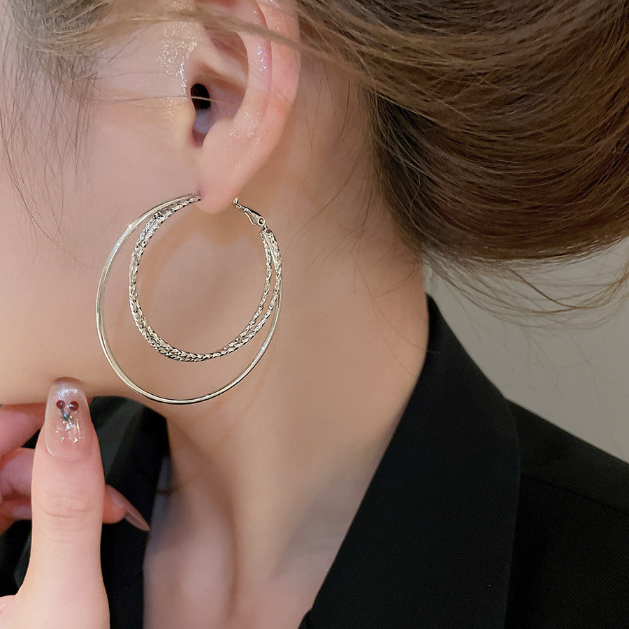 A2廠 韓國韓版圓形三層吊墜電鍍18k真金耳圈 批發 折扣@洽客服 25.10.W3「WE4634」