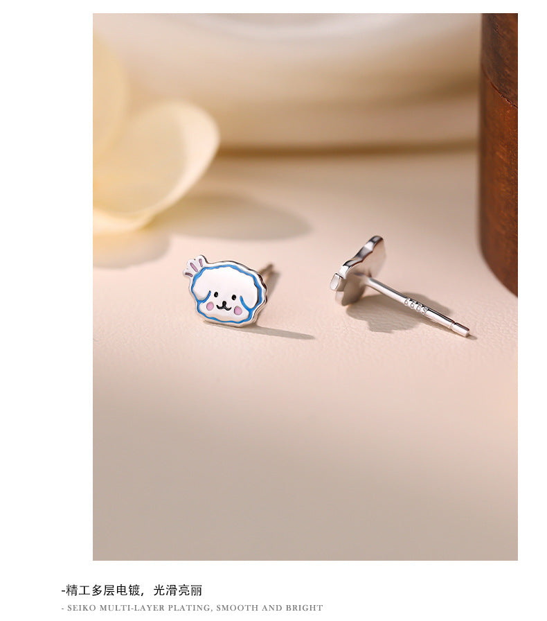 C廠 S999足銀｜韓國韓版天使貓咪小狗耳環 批發 折扣@洽客服 26.02.W3「YE0254」
