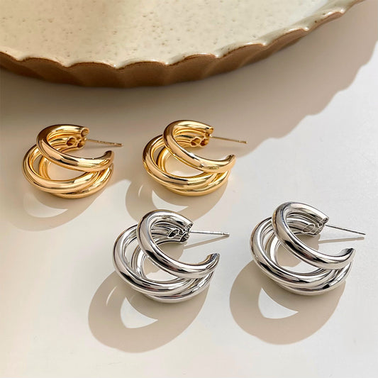 A廠 日韓款 氣質多層C型銀針耳環 批發 折扣@洽客服 25.11.W1「B-514 - B-515」