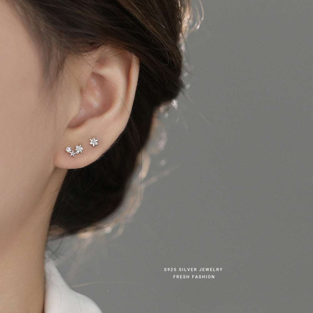 C廠 韓國韓版清新鋯石小花S925純銀耳環 批發 折扣@洽客服 26.01.W1「E6032」