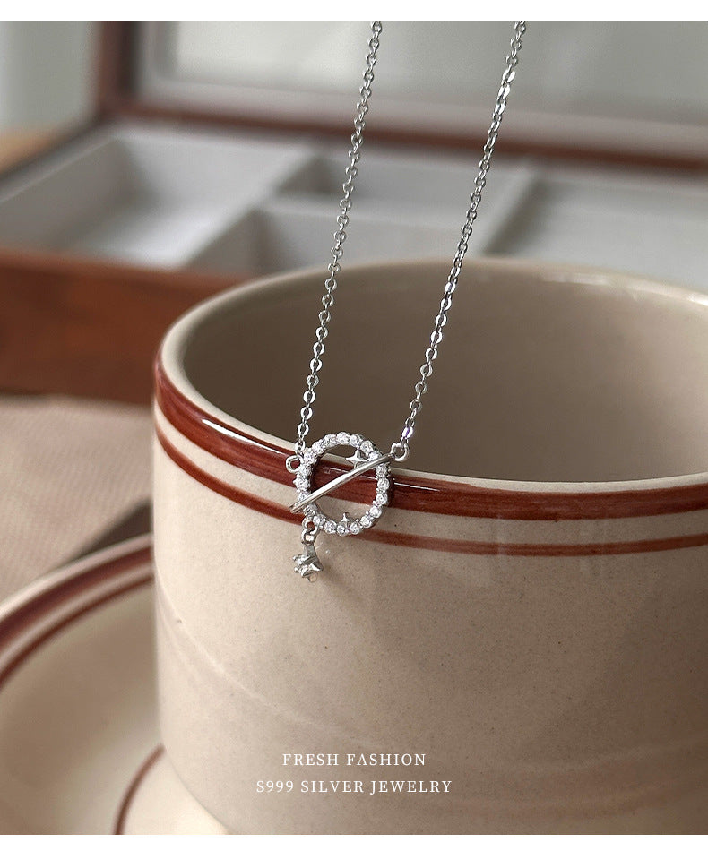 C廠 韓國韓版鏤空鋯石星球S999純銀項鍊 批發 折扣@洽客服 26.01.W1「A4777」