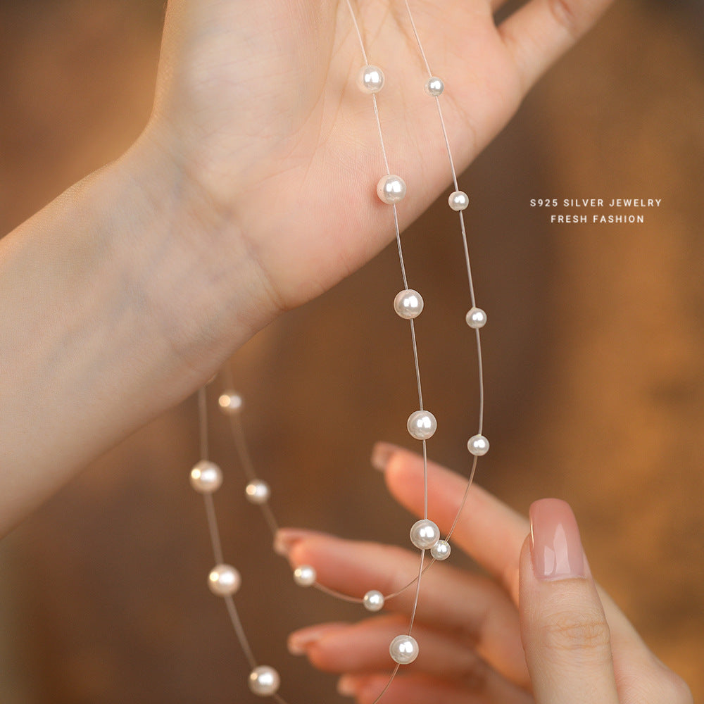 C廠 韓國韓版雙層魚線珍珠項鍊 批發 折扣@洽客服 25.11.W1「F6433」