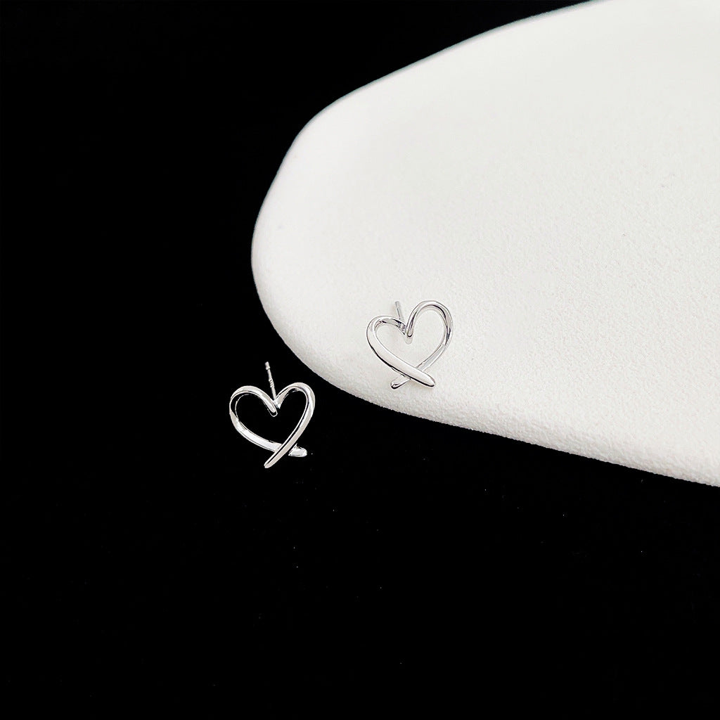 A廠 日韓款 極簡風鏤空愛心厚鍍18k電鍍銀針耳環 批發 折扣@洽客服 25.11.W2「2619-2620」