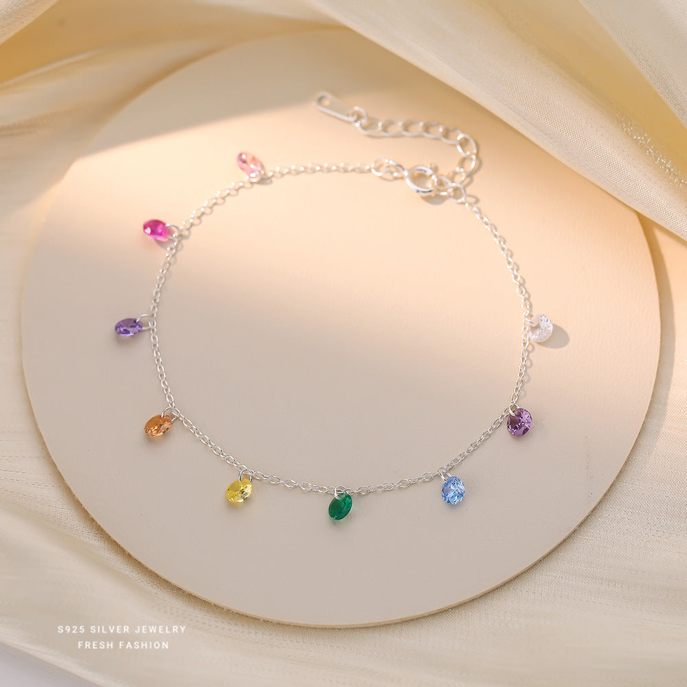 C廠 韓國韓版流蘇彩鋯S925純銀手鍊 批發 折扣@洽客服 25.12.W4「L251」