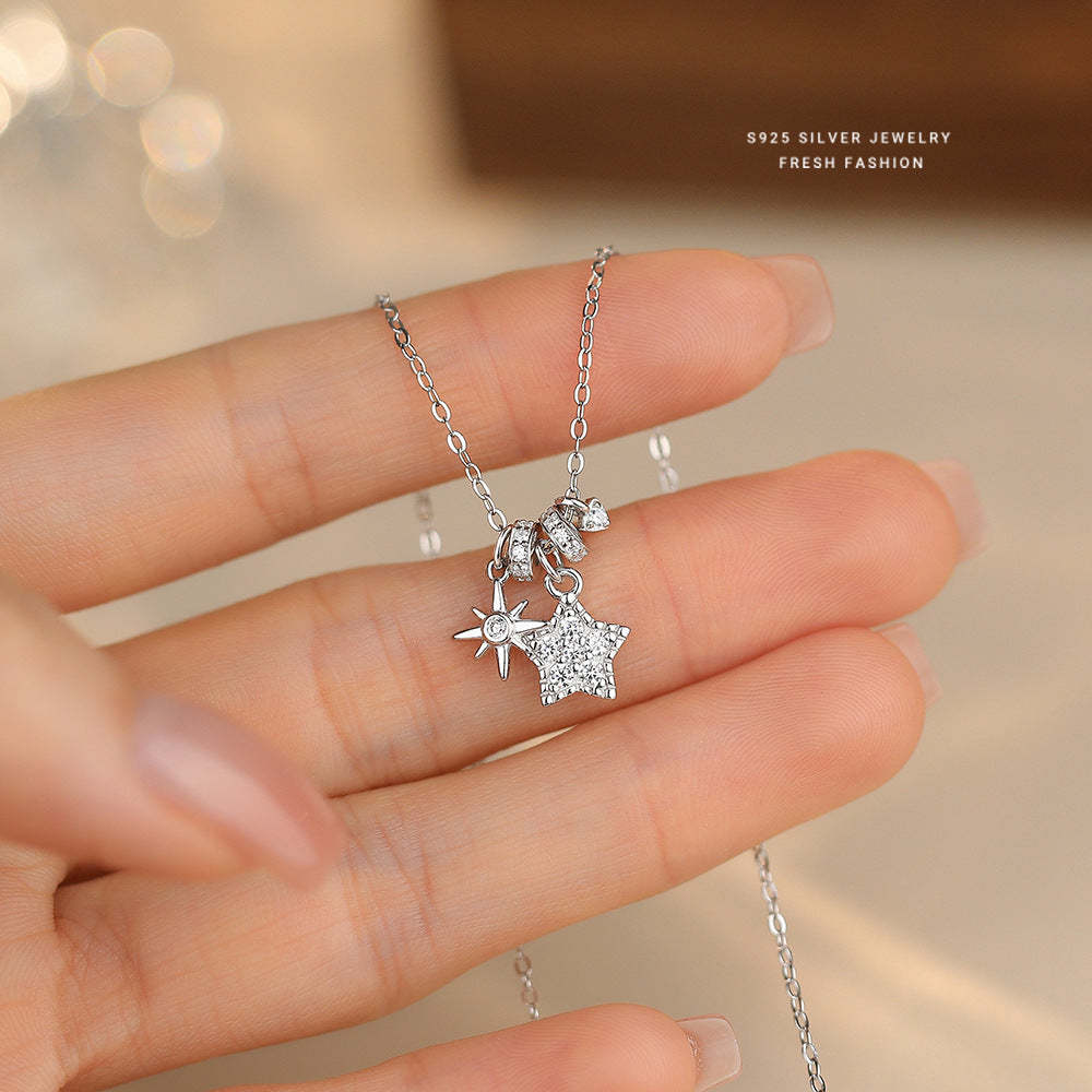 C廠 韓國韓版微鑲五角星S925純銀項鍊 批發 折扣@洽客服 25.11.W1「A4530」