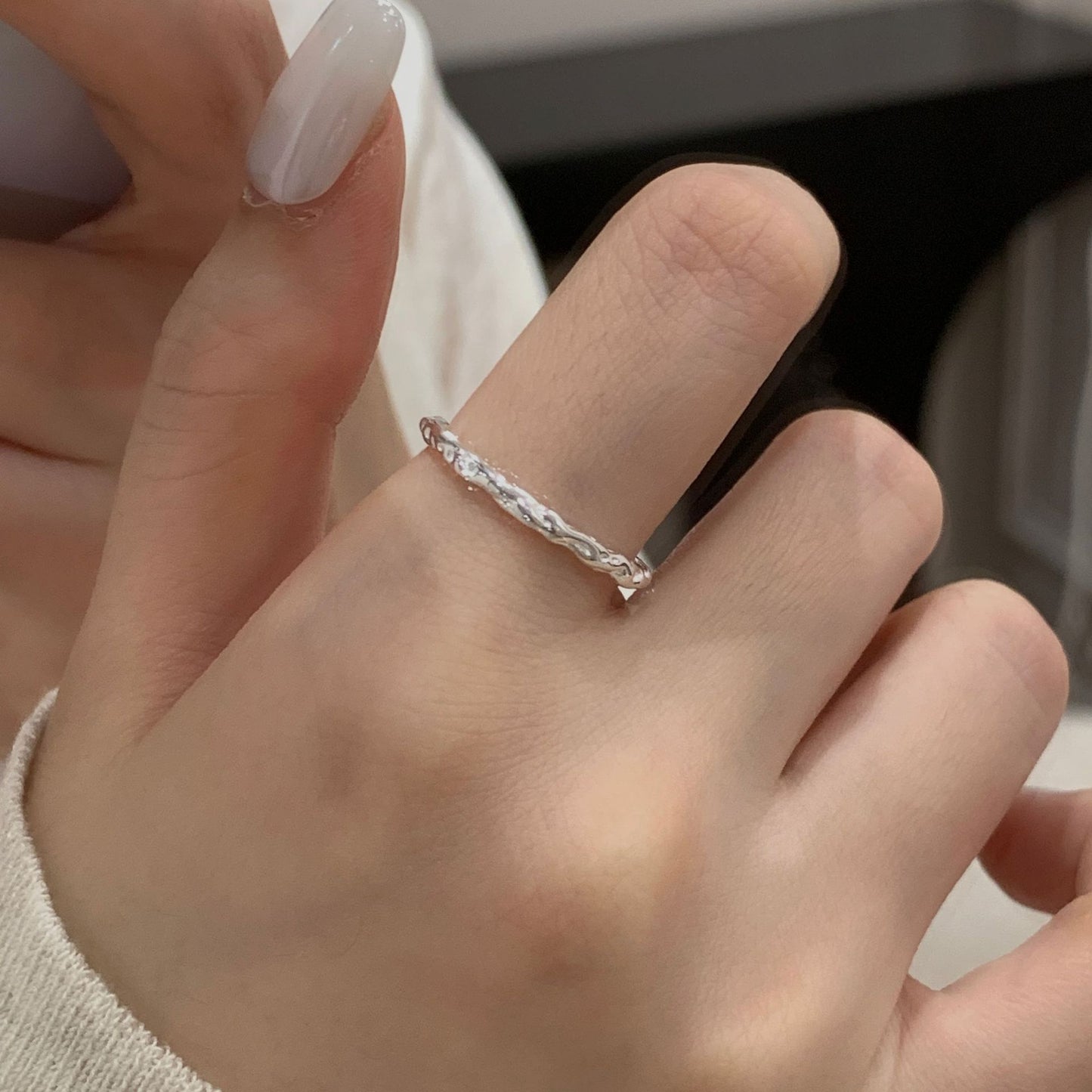 C2廠 韓國韓版肌理感錫紙開口S925純銀戒指 批發 折扣@洽客服 26.01.W1「SR1447」