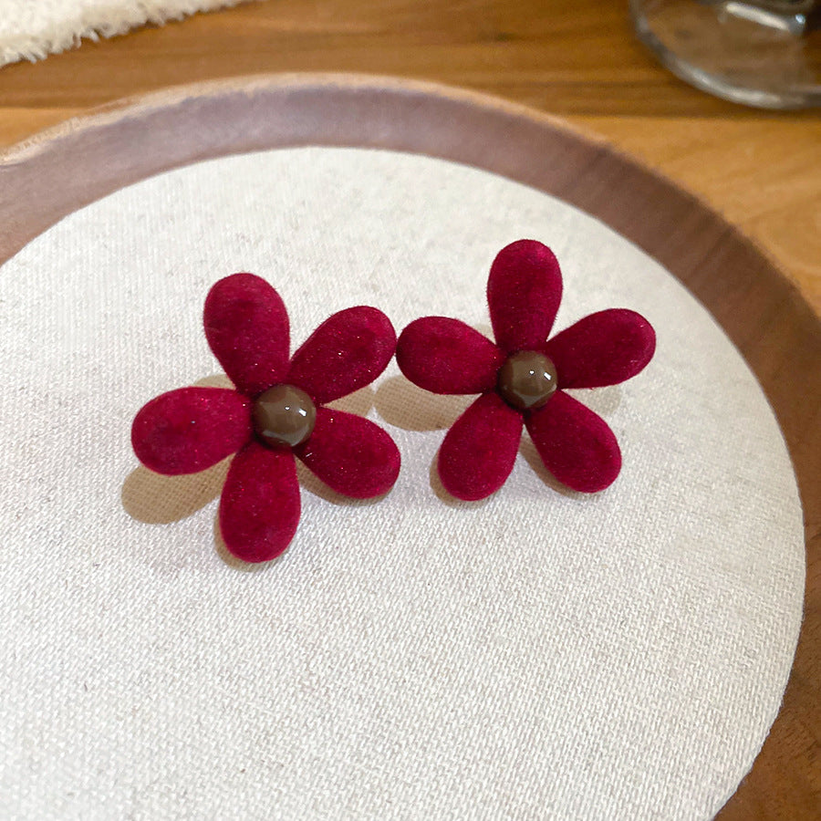 A2廠 韓國韓版壓克力植絨花朵銀針耳環 批發 折扣@洽客服 25.11.W2「HE29154」