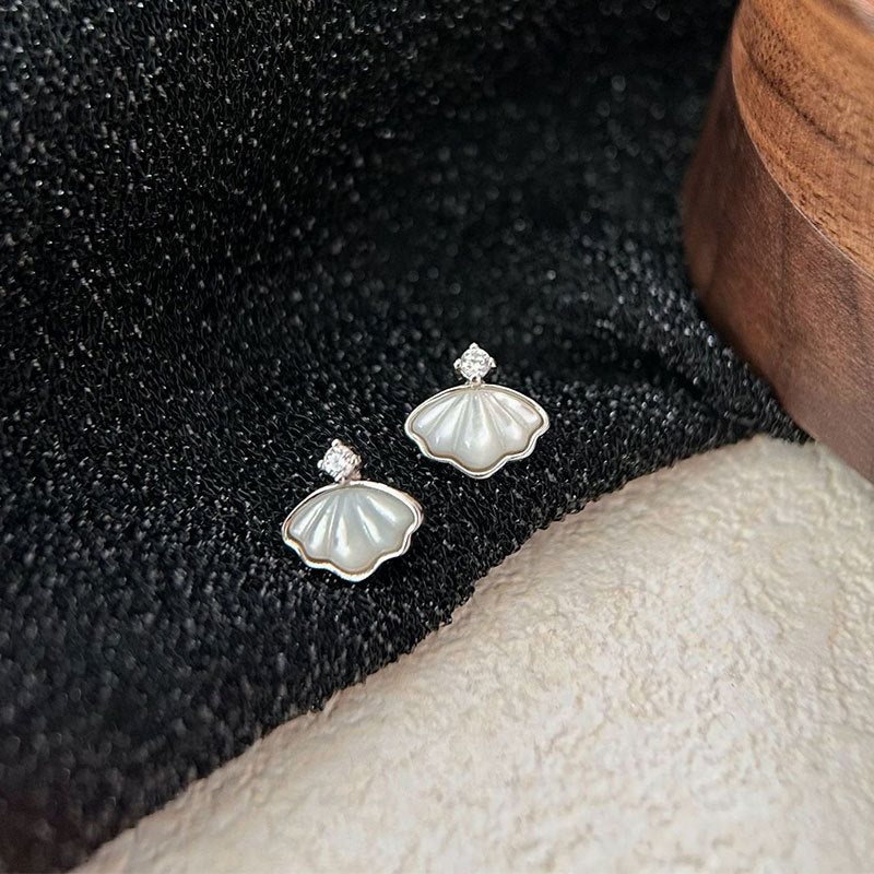 C3廠 韓國韓版優雅貝殼鑲嵌S999足銀耳環批發 折扣@洽客服 25.03.W2「ses106」