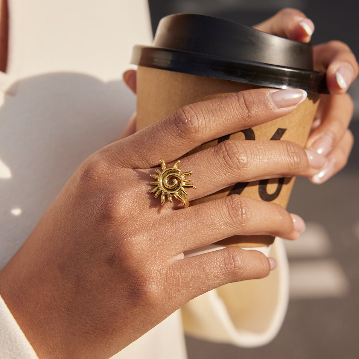 B廠 歐美款螺旋太陽鈦鋼鍍18K金戒指批發 折扣@洽客服 26.03.W2「JDR0311123-7」