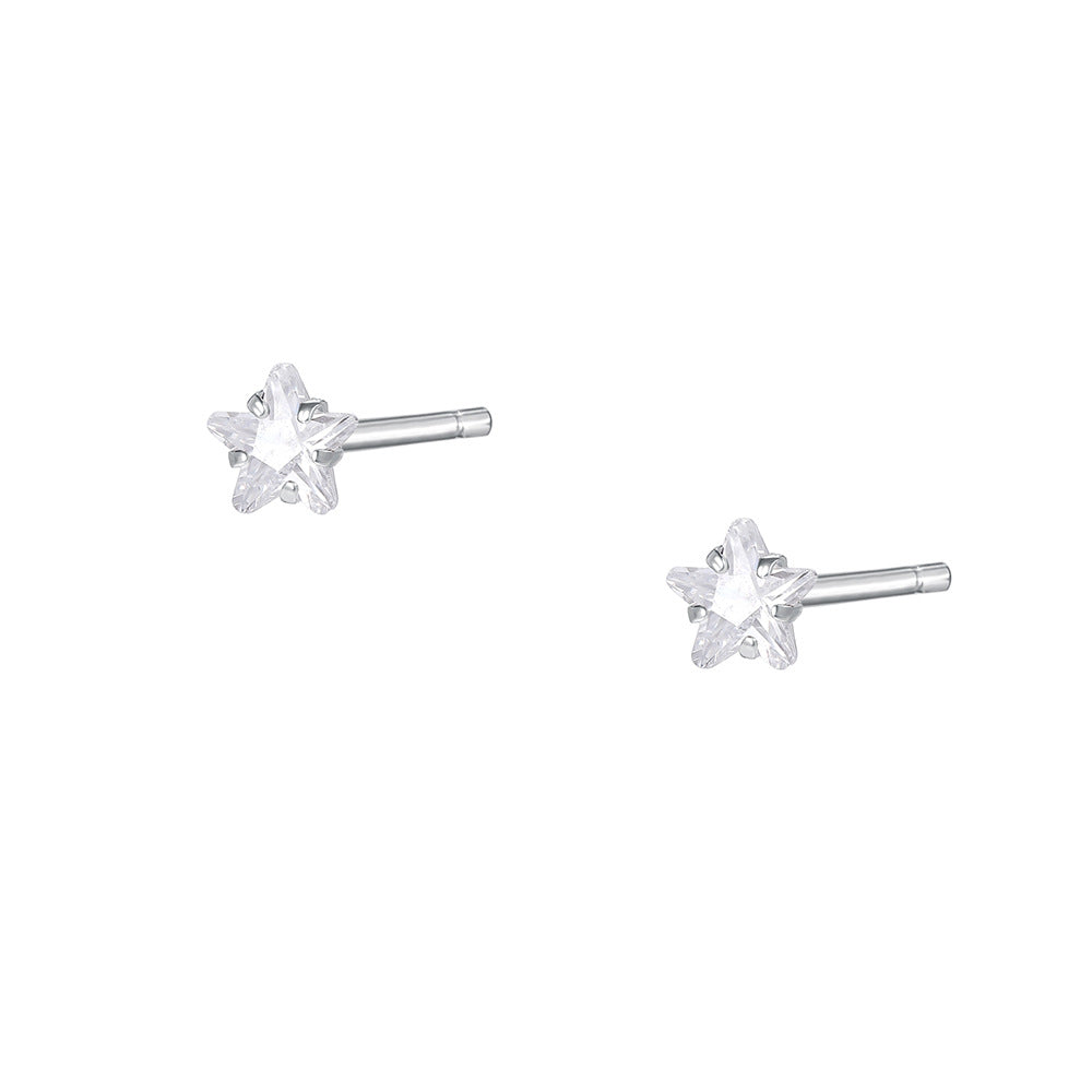 C廠 韓國韓版養耳洞～四爪鋯石星星999純銀耳環 批發 折扣@洽客服 25.11.W3「E3512」
