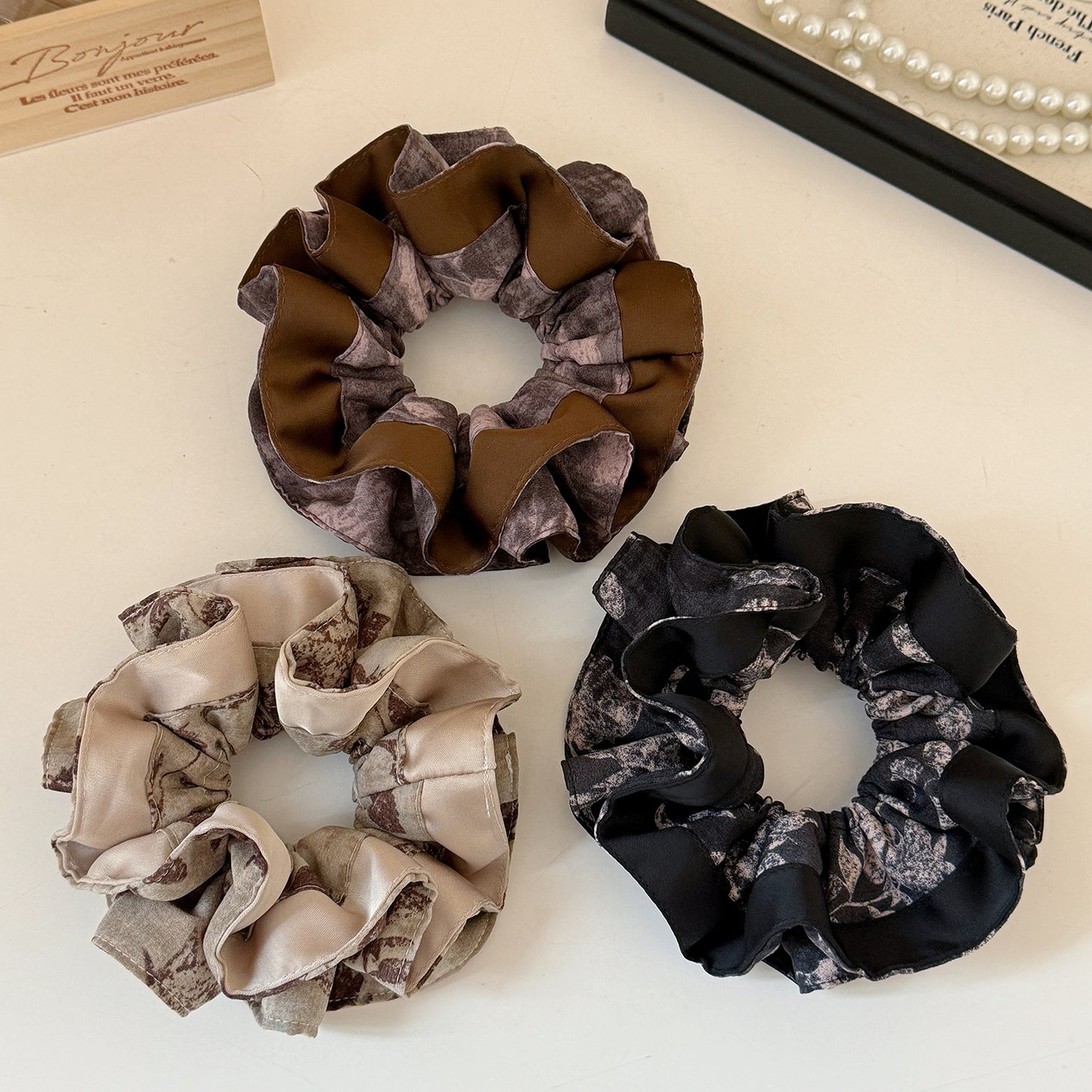 D廠 優雅雙層暈染大腸髮圈髮飾批發 26.04.W3「FQ-0251-4-5-6」