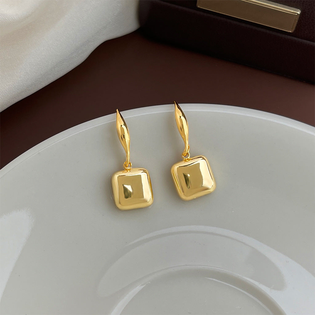 A廠 日韓款 幾何方糖電鍍18k金銀針耳環 批發 折扣@洽客服 25.11.W1「6781」