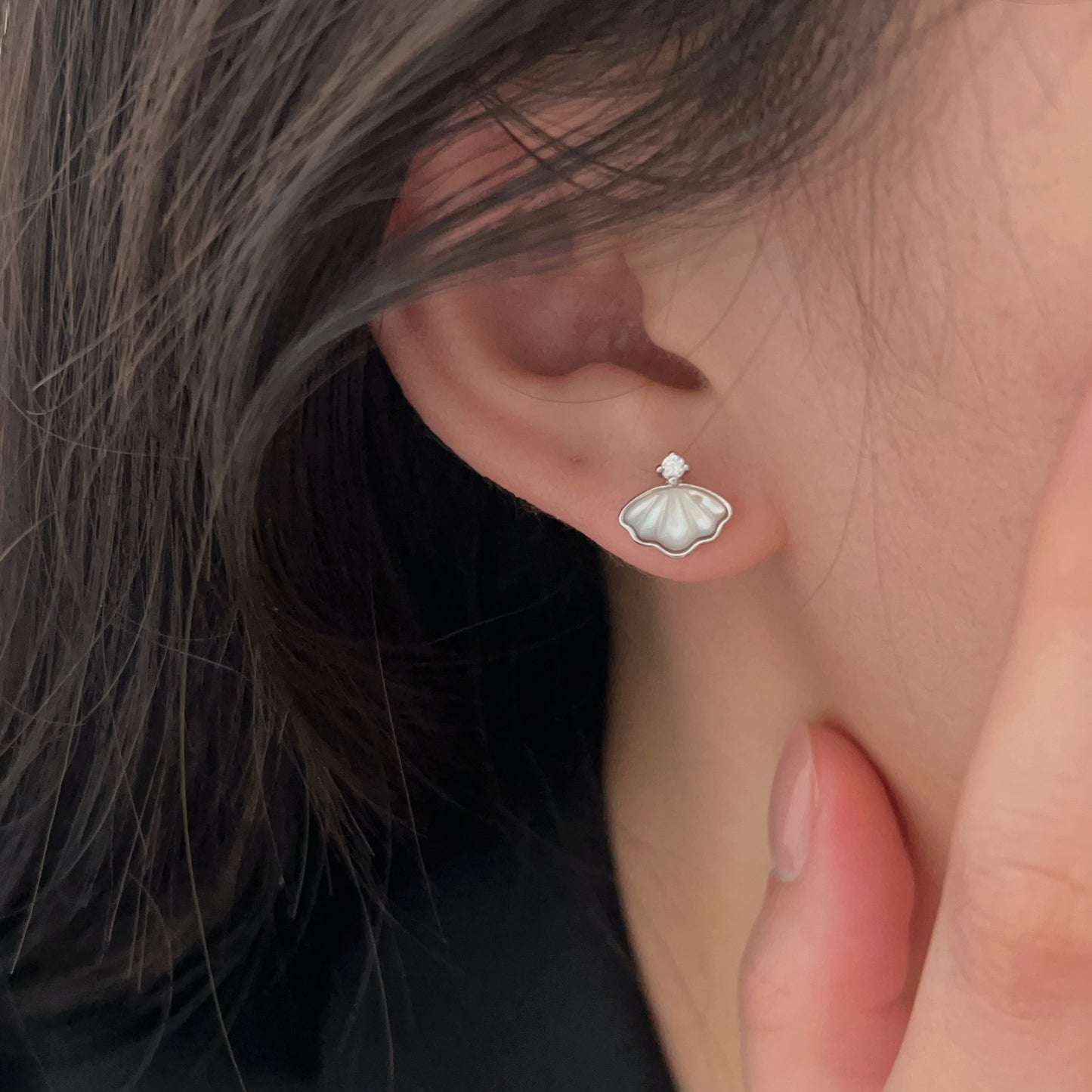 C3廠 韓國韓版優雅貝殼鑲嵌S999足銀耳環批發 折扣@洽客服 25.03.W2「ses106」