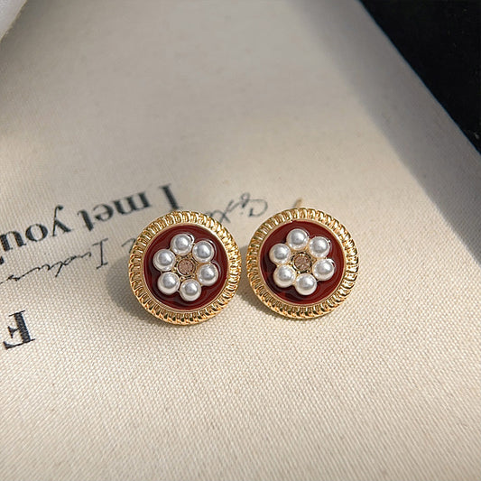 A廠 日韓款 小香風珍珠花朵滴油銀針耳環 批發 折扣@洽客服 25.11.W1「2833」