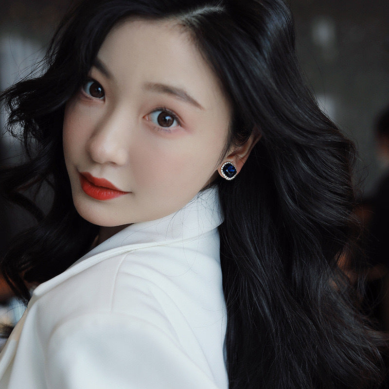 A2廠 韓國韓版復古鑲鑽水晶幾何銀針耳環 批發 折扣@洽客服 25.11.W1「HE5714」