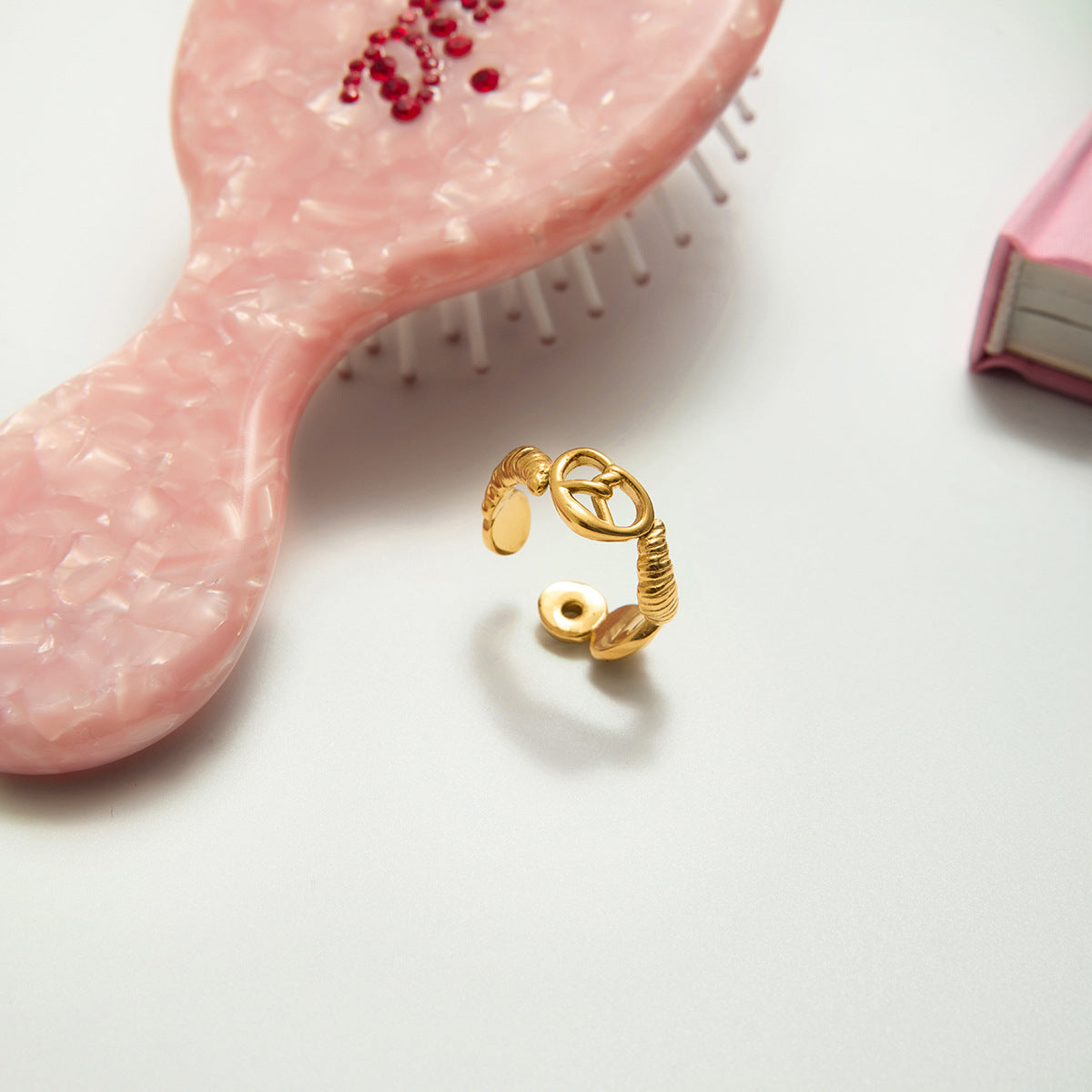 B廠 歐美款 愛心鹼水結開口 鈦鋼鍍18K金戒指 批發 折扣@洽客服 25.10.W5「JDR0208003」