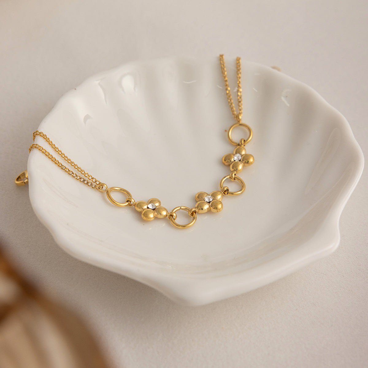 B廠 歐美款 四葉草鈦鋼鍍18K金手鍊 批發 折扣@洽客服 26.03.W1「JDB0210004」