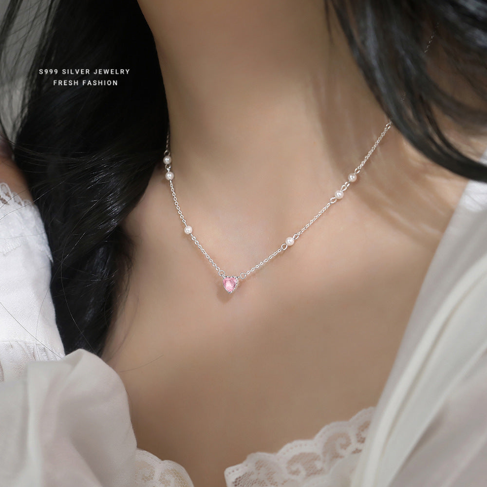 C廠 韓國韓版甜美愛心珍珠S999純銀項鍊 批發 折扣@洽客服 25.10.W5「A4477」