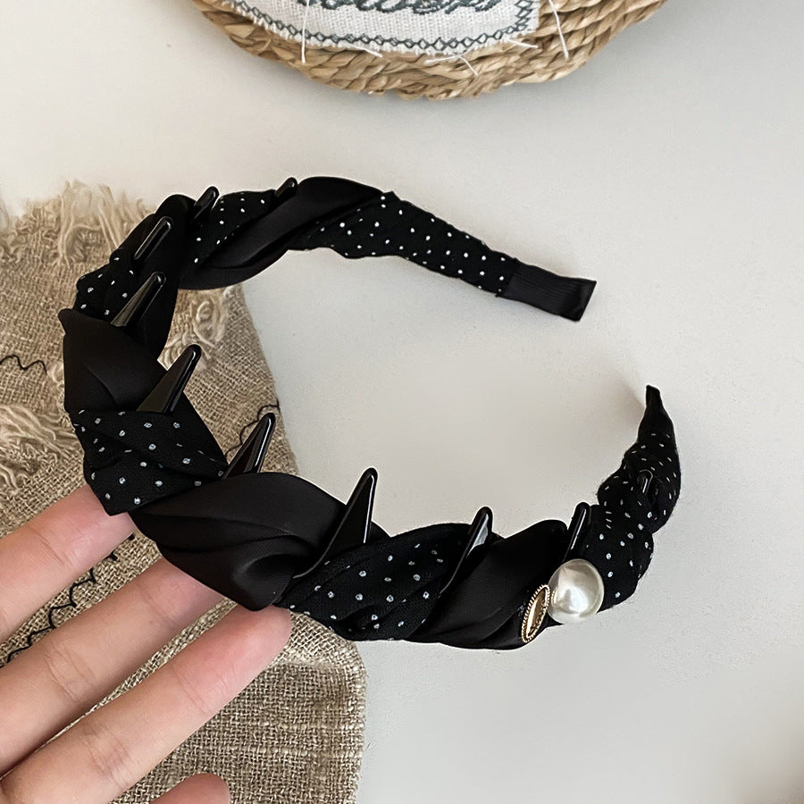 D廠 韓系布藝波點纏繞髮箍批發 折扣@洽客服 26.10.W4「HH10170」