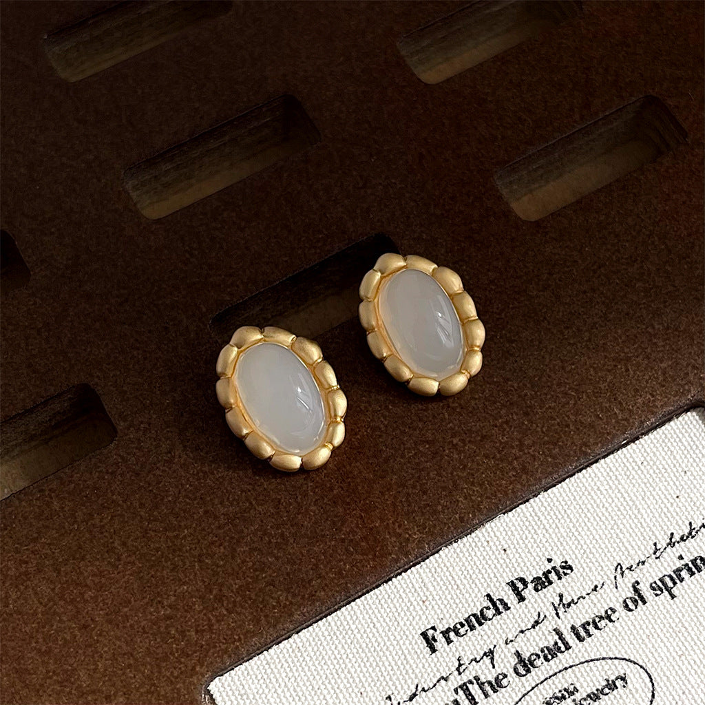 A廠 日韓款極簡主義啞金橢圓銀針耳環 批發 折扣@洽客服 25.11.W4「4806」