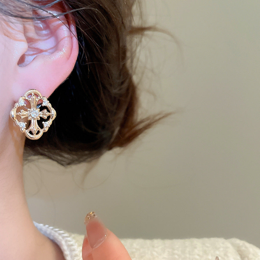 A2廠 韓國韓版 鋯石菱形十字架耳環批發 折扣@洽客服 26.03.W2「HE30701」