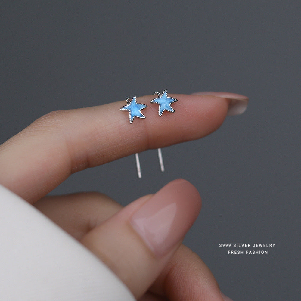 C廠 韓國韓版藍色小海星S999純銀耳線 批發 折扣@洽客服 24.11.W2「E5322」