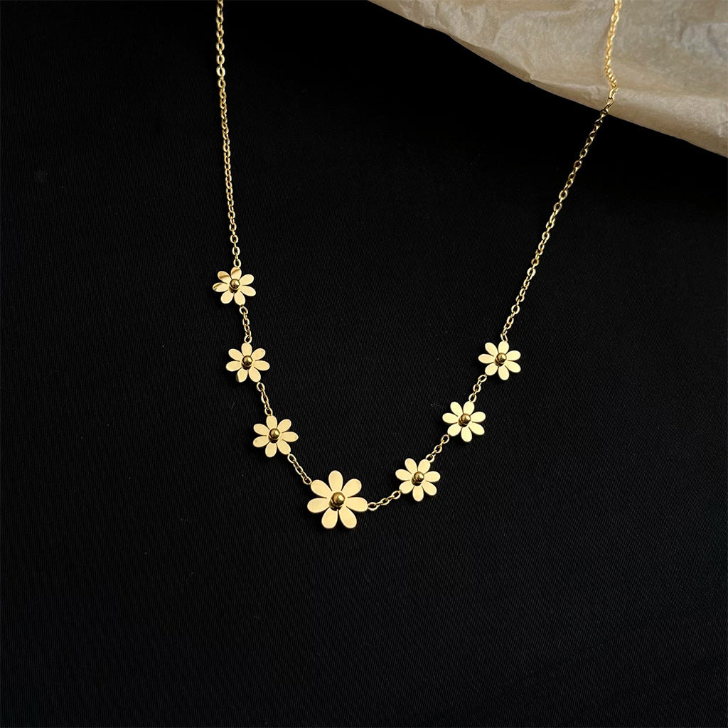 A廠 日韓款小雛菊花朵鈦鋼鍍18K金項鍊 批發 折扣@洽客服 25.12.W2「5655」