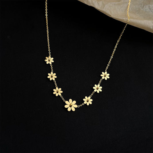 A廠 日韓款小雛菊花朵鈦鋼鍍18K金項鍊 批發 折扣@洽客服 25.12.W2「5655」