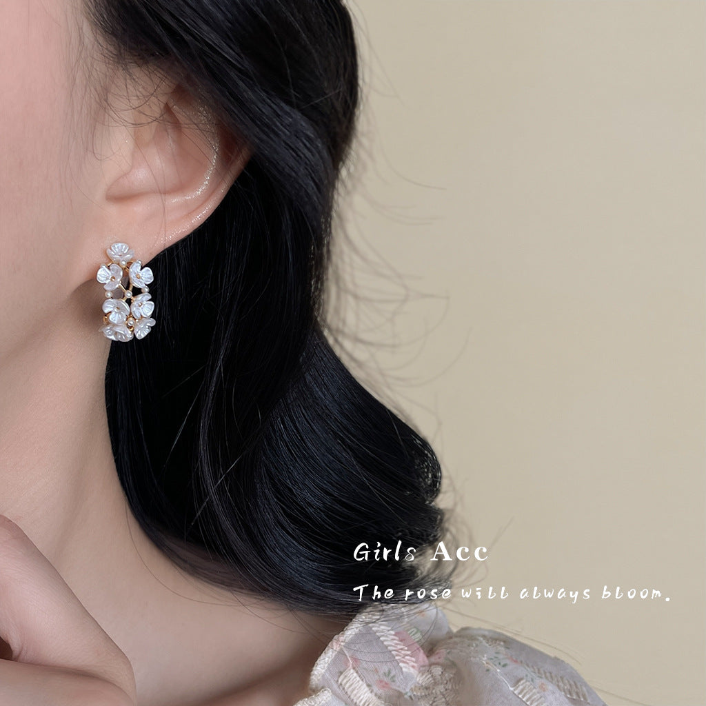 A廠 韓系韓版甜美貝殼花朵銀針耳環 批發 折扣@洽客服 25.07.W4「6250」