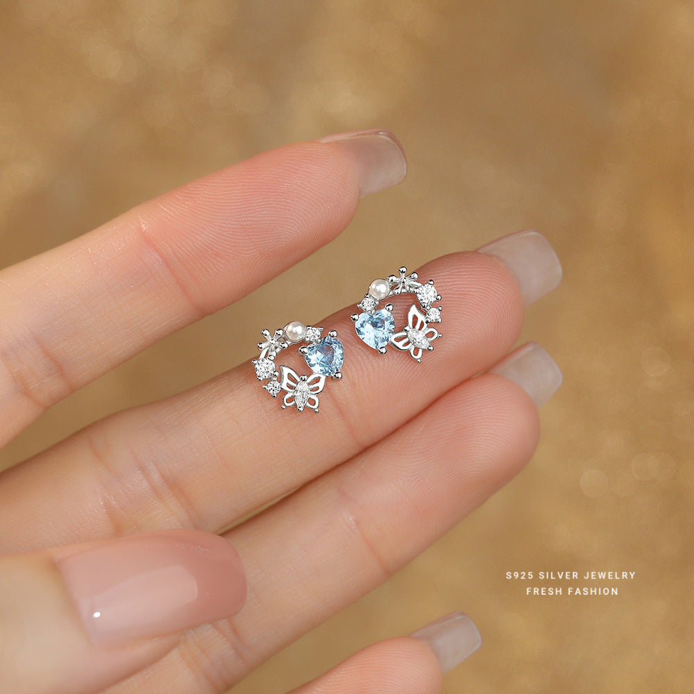 C廠 韓國韓版愛心蝴蝶珍珠S925純銀耳環 批發 折扣@洽客服 25.11.W3「E5788」