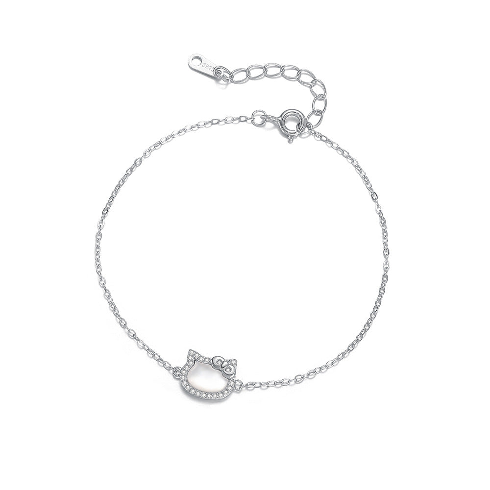 C廠 S925純銀｜韓國韓版白貝母鑲鑽手鍊 26.02.W1「L1294」