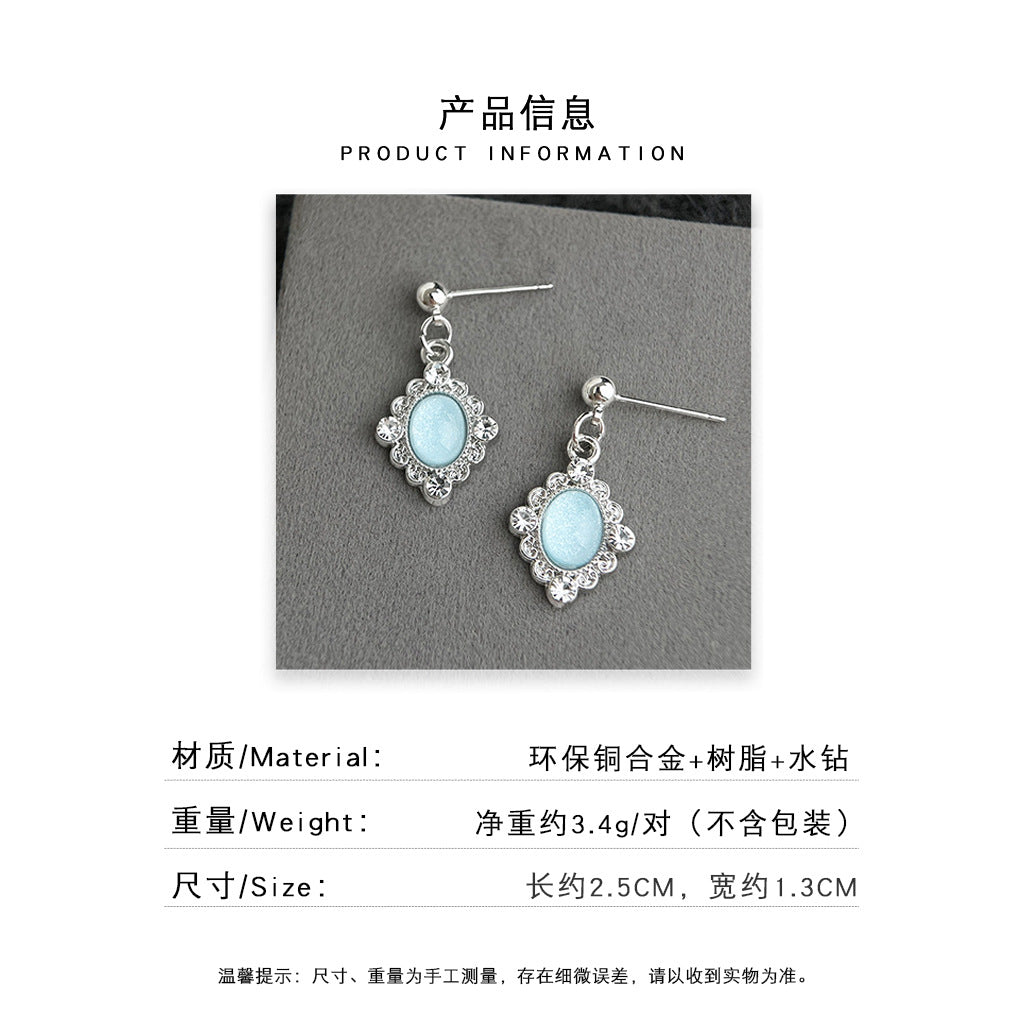 A廠 日韓款小清新藍色鑲鑽耳環批發 折扣@洽客戶 26.05.W4「7511」