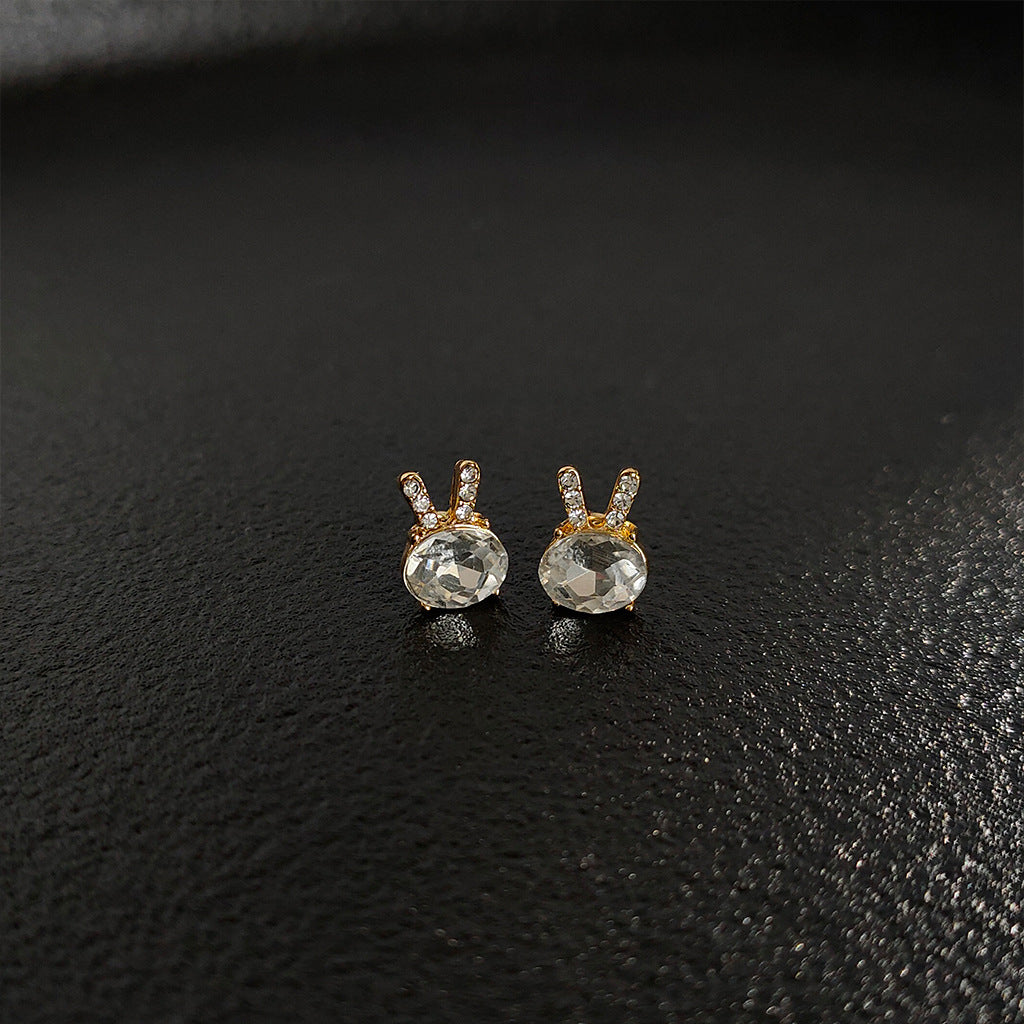 A廠 韓系鑲鑽小兔子環保銅銀針耳環批發 折扣@洽客服 26.03.10「2221」