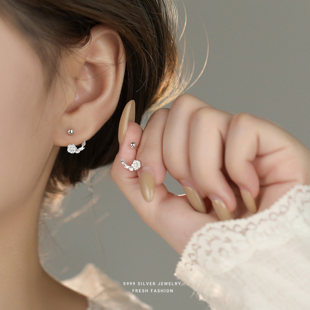 C廠 韓國韓版設計感山茶花S999純銀耳環 批發 折扣@洽客服 25.12.W3「E5884」