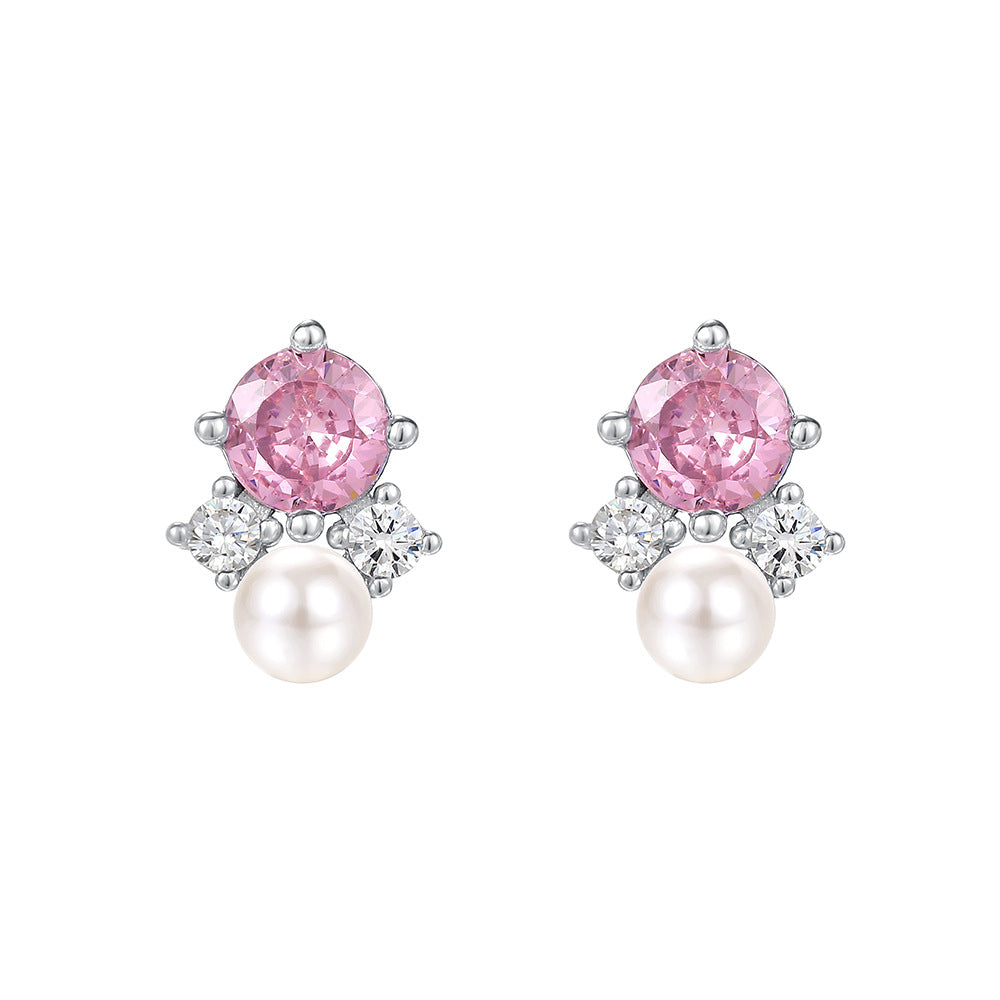 C廠 韓國韓版彩色鋯石珍珠S925純銀耳環 批發 折扣@洽客服 26.01.W1「E5997」